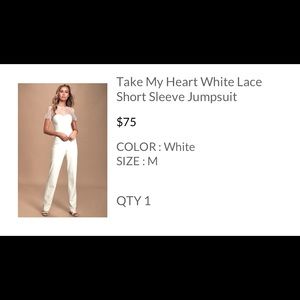 Lulus white jumpsuit. Size M